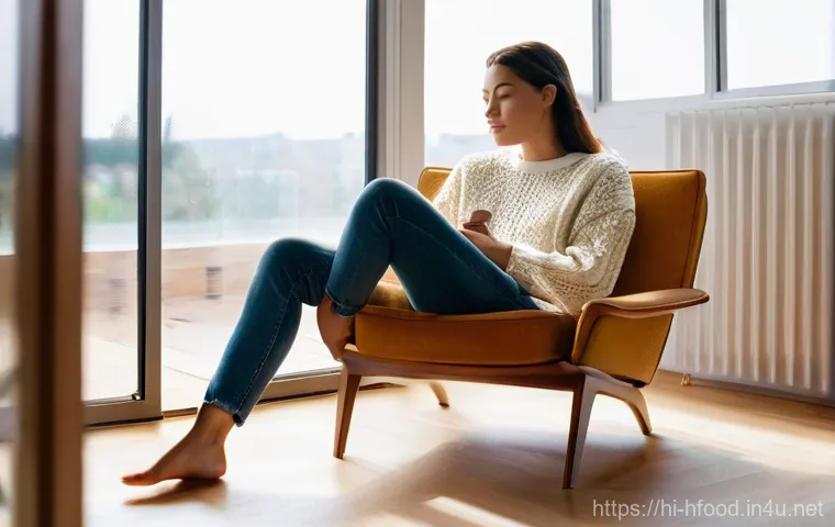 비타민D 강화 우유 추천 - **Prompt 1: The Indoor Struggle for Sunshine**
    A young woman in her late 20s sits on a comfortab...